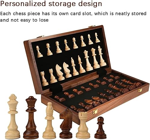 Miniatura 5 de ROLTIN Juego de ajedrez plegable 2 en 1 para adultoscaja de piezas de ajedrez, piezas de ajedrez de altura King de 3 pulgadas, 2 reinas extra