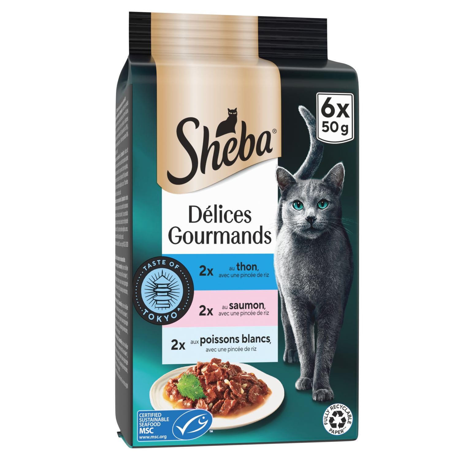 SHEBA Délices Gourmands Sachets fraîcheur 6 x 50g Taste of Tokyo
