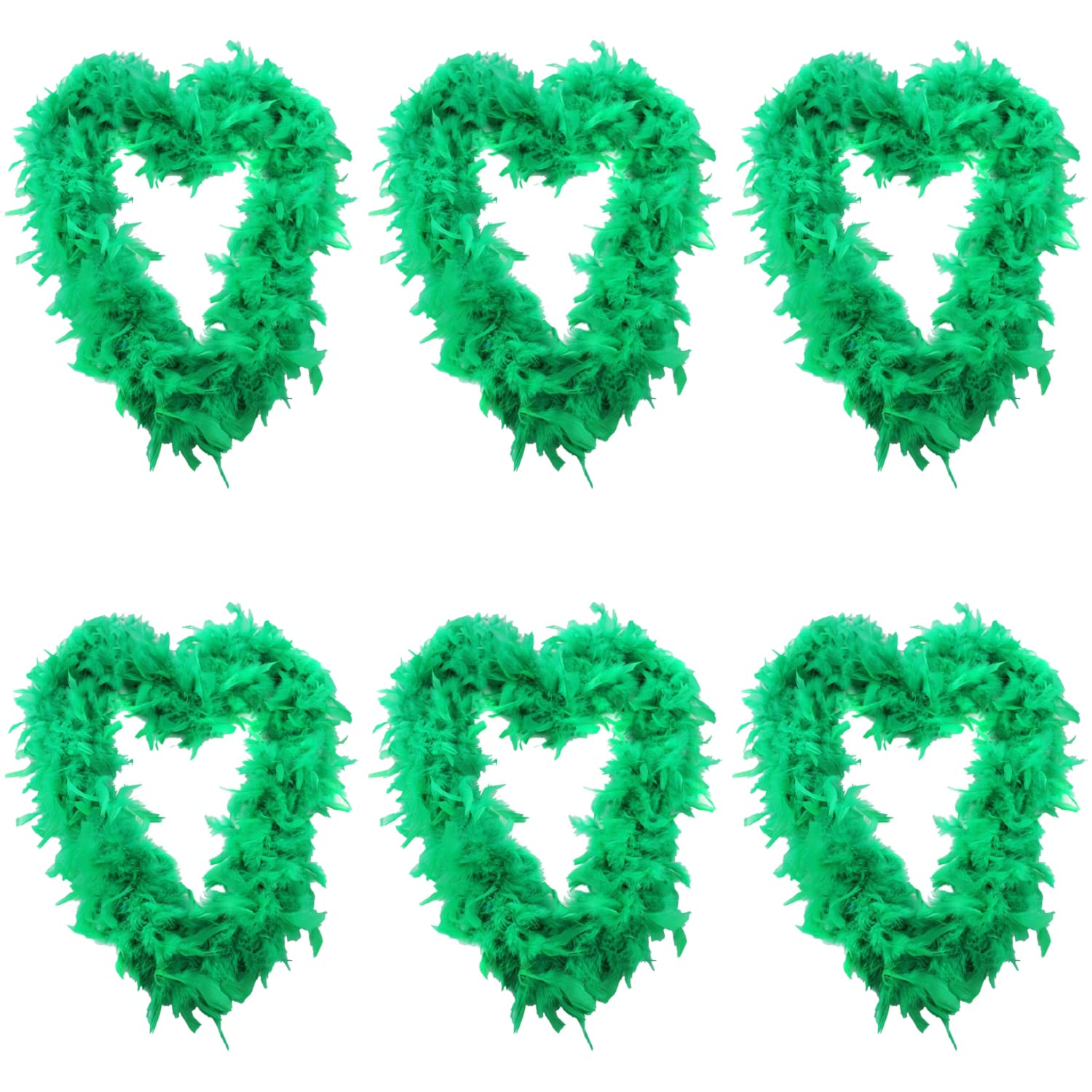 Boa Lot de 6 plumes vertes pour enterrement de vie de jeune fille - 180 cm de long - 65 g