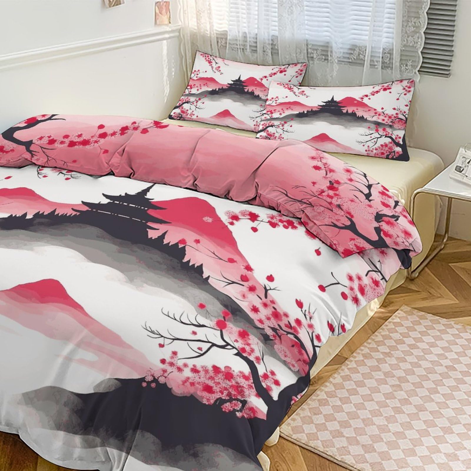 Parure de lit cerise mignonne couvre-lit cocon japonais pour chambre et hôtel