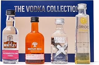 Vodka Gift Set - Flavoured Vodka 4x 5cl Ciroc Pineapple Vodka, JJ Whitley Watermelon, Whitley Neill Blood Orange Vodka, Absolut Vanilla Vodka, Alcohol Gift Set - Christmas Vodka Gifts for Women, Men