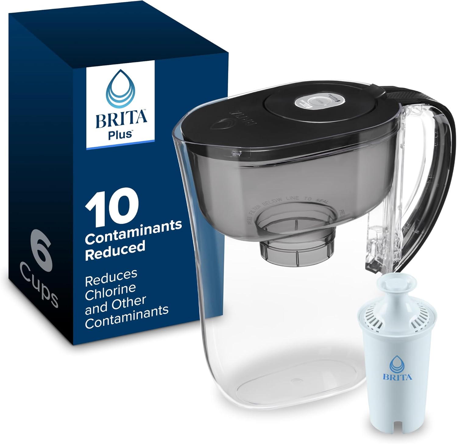 Brita 6-Cup Water Filter Pitcher with BritaPlus Filter – Metro Black Brita 6-Cup Water Filter Pitcher with BritaPlus Filter – Metro Black