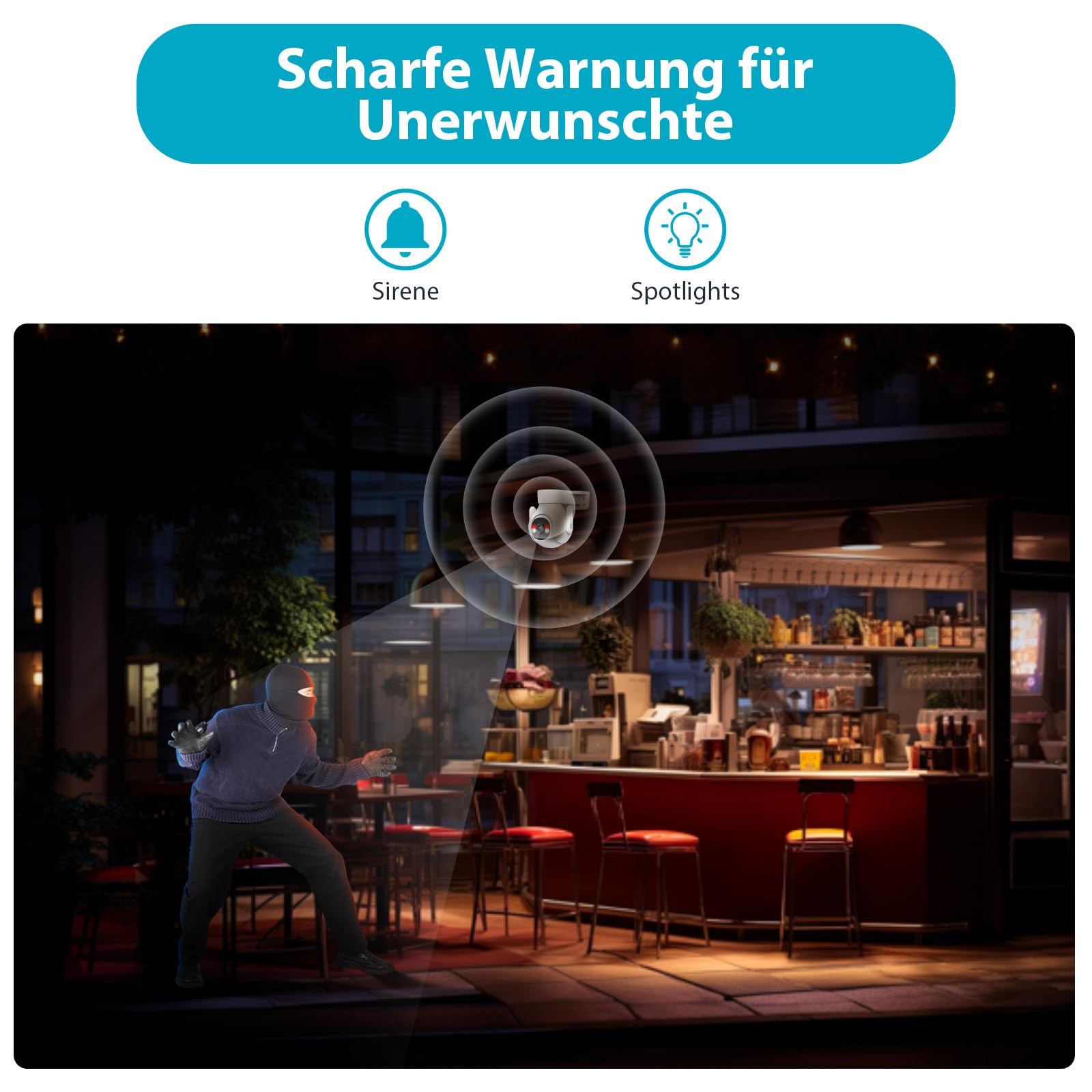 DAHUA Videocamera sorveglianza da esterno PT IP/Wi-Fi Smart Dual Light 3MP con deterrenza attiva e audio bidirezionale P3B-PV