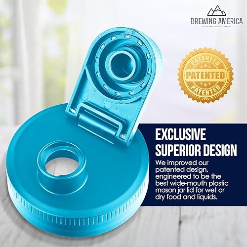 Miniatura 2 de Brewing America Cafetera Mason Jar Cold Brew con tapa de rosca de boca ancha, filtro de acero inoxidable para un delicioso café preparado, té