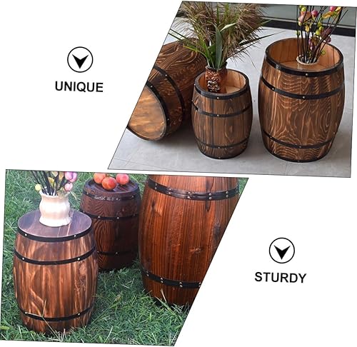 Miniatura 6 de Barril de roble Decoración de barril de whisky Decoración de piso Maceta de madera Barril Ornamento de barril de madera Cubo de agua de madera