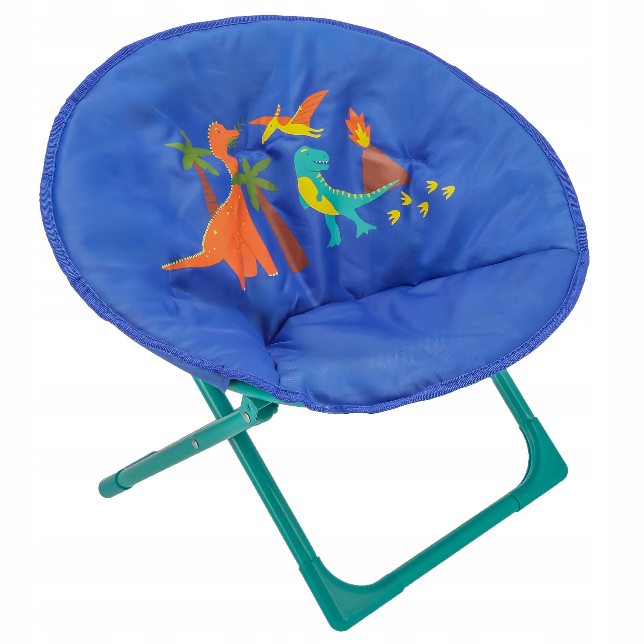 JUMI Kinderstuhl – Praktischer Gartenstuhl für die Kleinsten – Bunte Kinder-Gartenliege – Leicht und langlebig – Blau mit Dinosaurier-Motiv