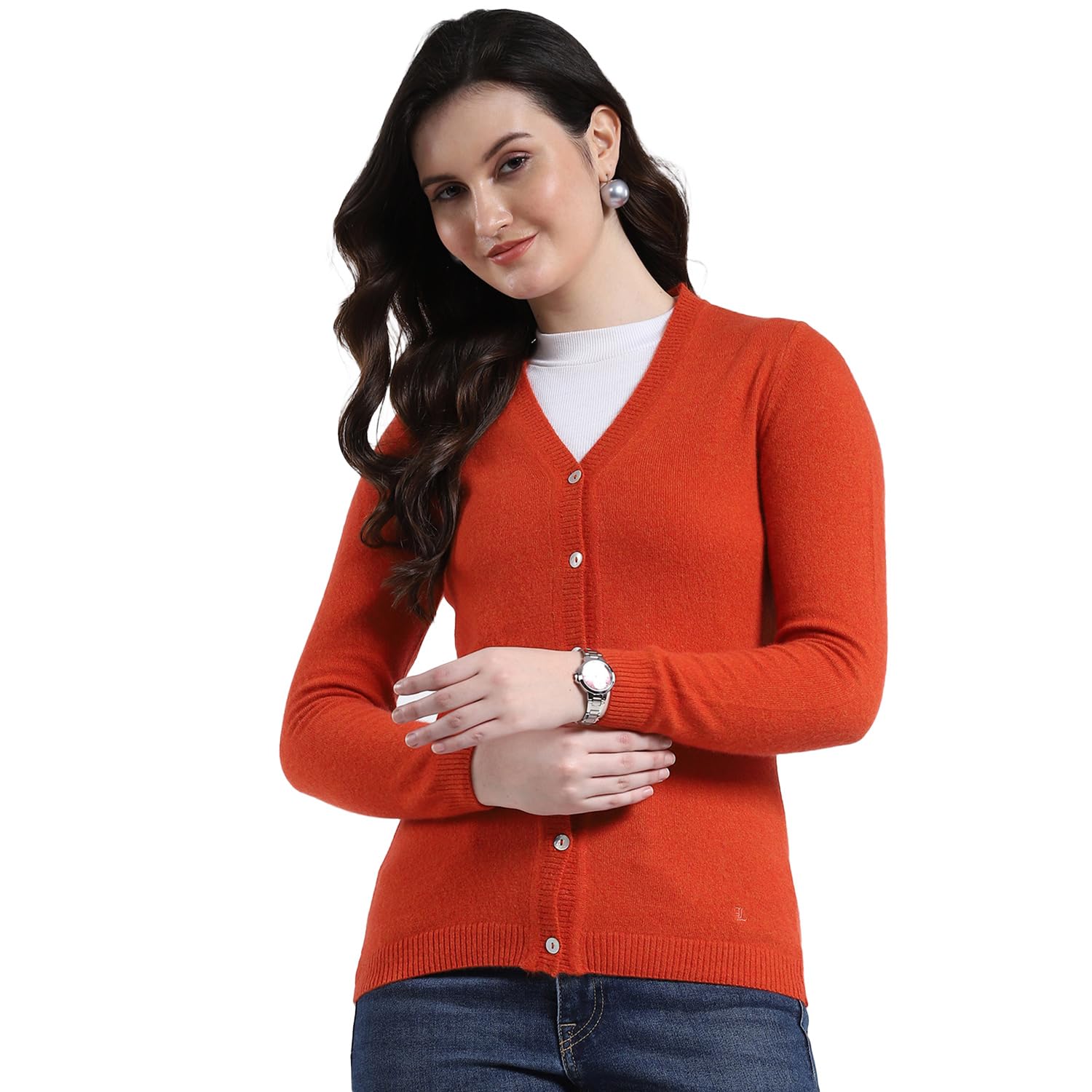 Women V Neck Full Sleeves Cardigan | Warm Woolen Buttoned Sweater for Ladies | Stylish Knitted Cardigan for Women's