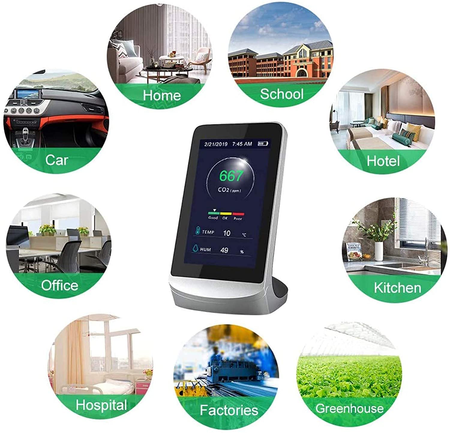 Amazon.co.jp: 大気質モニター屋内ホーム CO2 メーターガス汚染二酸化