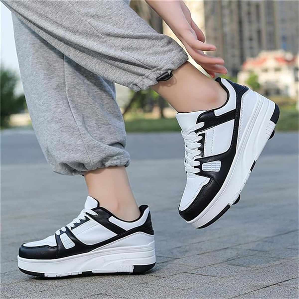 Zapatos con Ruedas Niños Niñas Adolescente Patines Zapatos con 4 Ruedas Zapatillas Zapatos Retráctiles Adultos Zapatos de Patinaje Desmontables Monopatín Zapatos