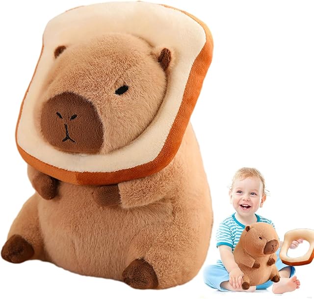 Tomatoys Peluche Capybara 33cm - Peluche de Capibara o Carpincho Realista con Traje, Almohada o Juguete Suave, Juguete Lindo para Adultos, Amantes de los Animales (Pan)