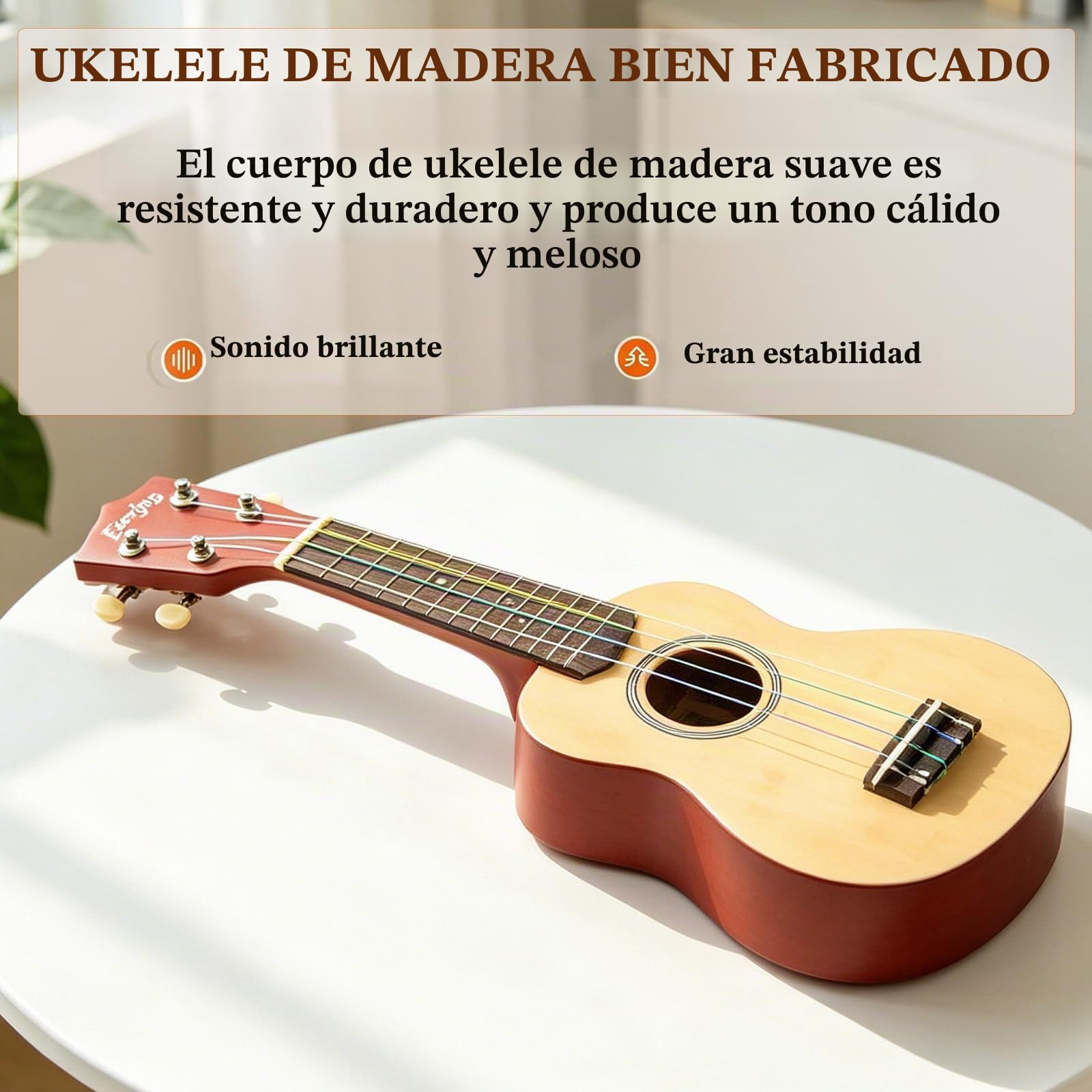Ukelele Soprano, Principiantes Ukulele Kit 21 Pulgadas, Hawaiano Uqueleles con Bolsa, Afinador, Correa, Todo en un solo juego