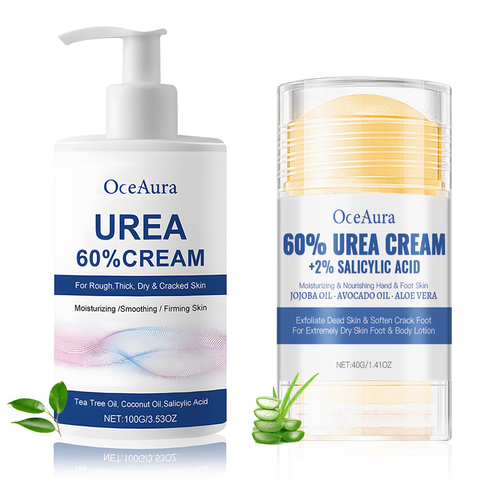 Crema Piedi Urea 60%,Crema Urea,100g panna Idratante +40g Foot panna Stick,Un'idratazione Profonda,per la Riparazione di e Mani,lozione per Piedi per Pelle Secca,Screpolata