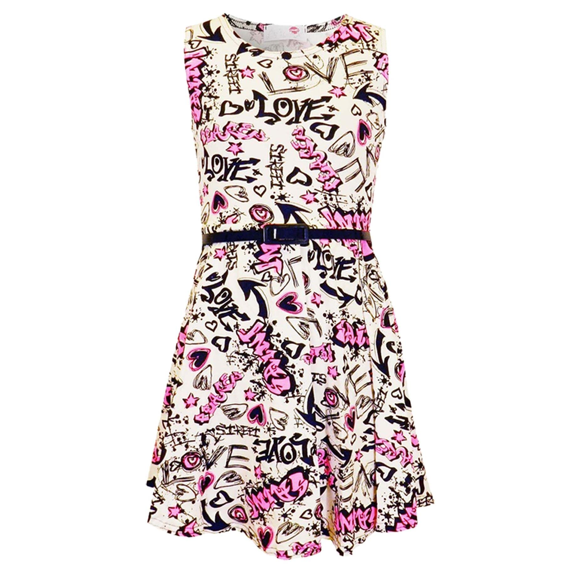 A2z 4 Kids Girls Skater Dress Love Graffiti Love Comic Graffiti Crop Top Casual Fashion Clothing