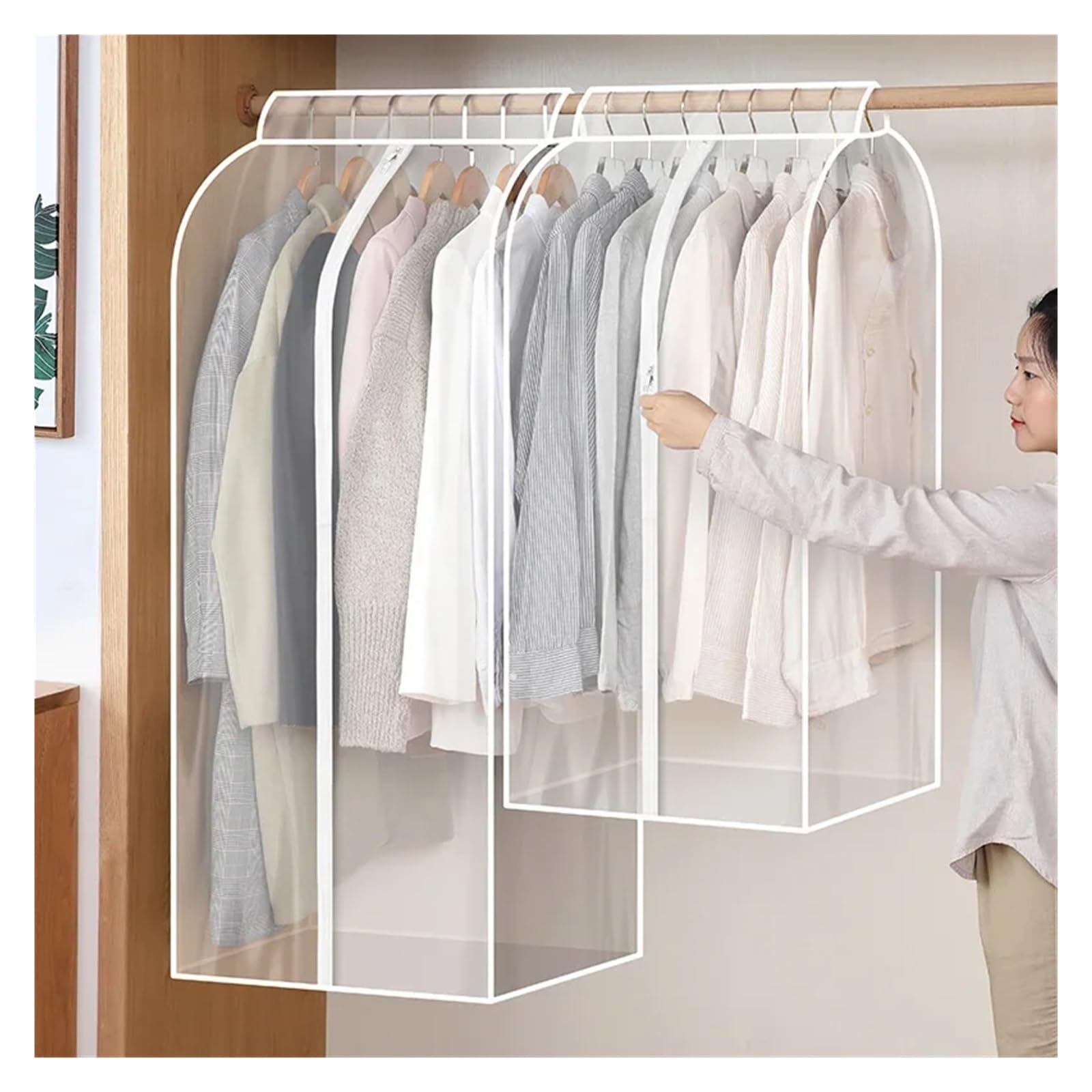 fundas para ropa Dust-proof Wardrobe Hanging Cover For Clothes Waterproof Widen Garment Bag Dust Moisture-Proof Organizer(F-50x100x90cm)