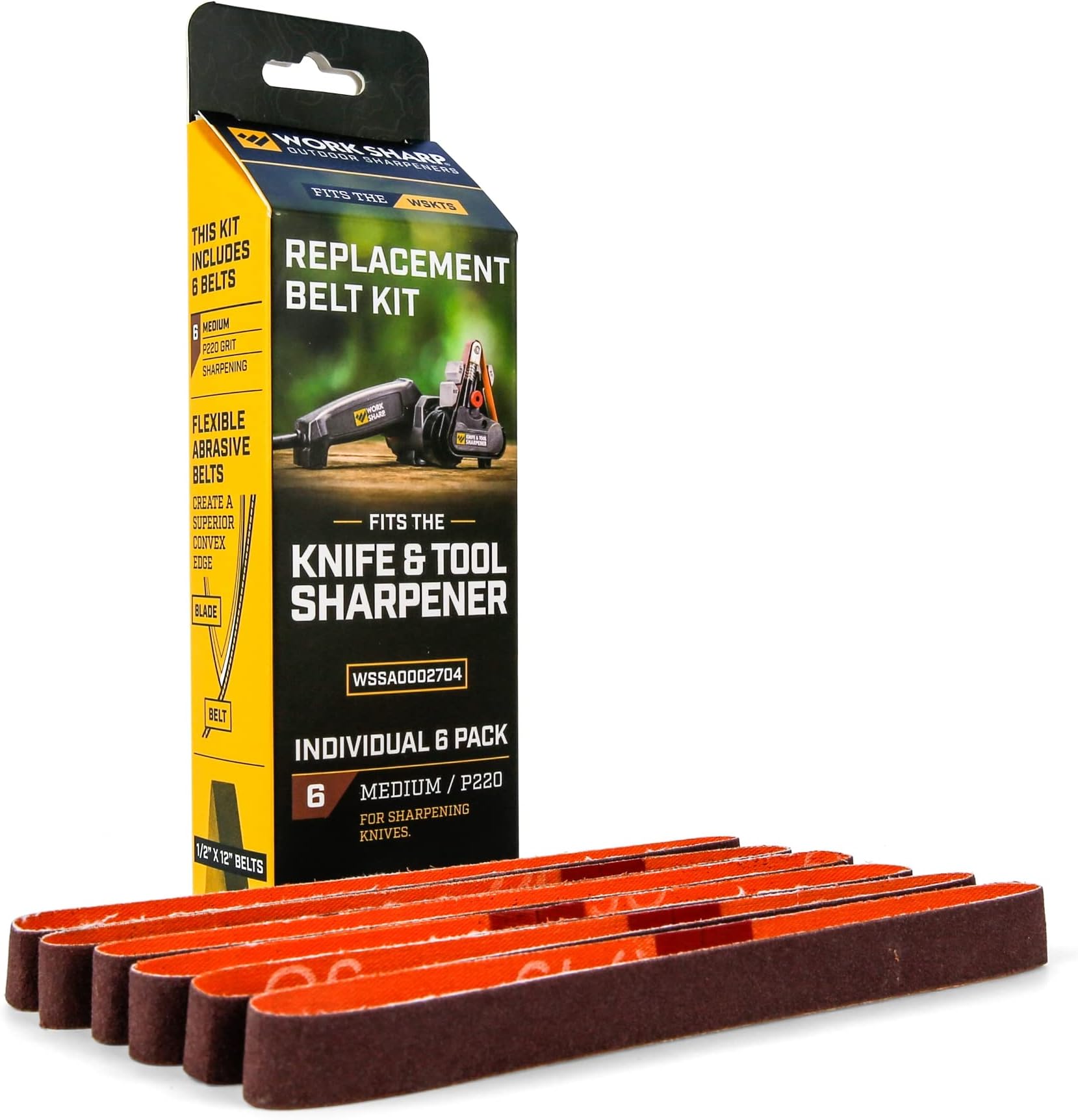 Knife & Tool Sharpener P220 Coarse Grit Replacement Belt Kit WSSA0002704 Red
