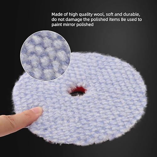 Miniatura 3 de SPTA Almohadilla de pulido de lana, 2 almohadillas de corte de lana gruesa de 5 pulgadas (4.921 in), almohadilla de lana gruesa, juego de