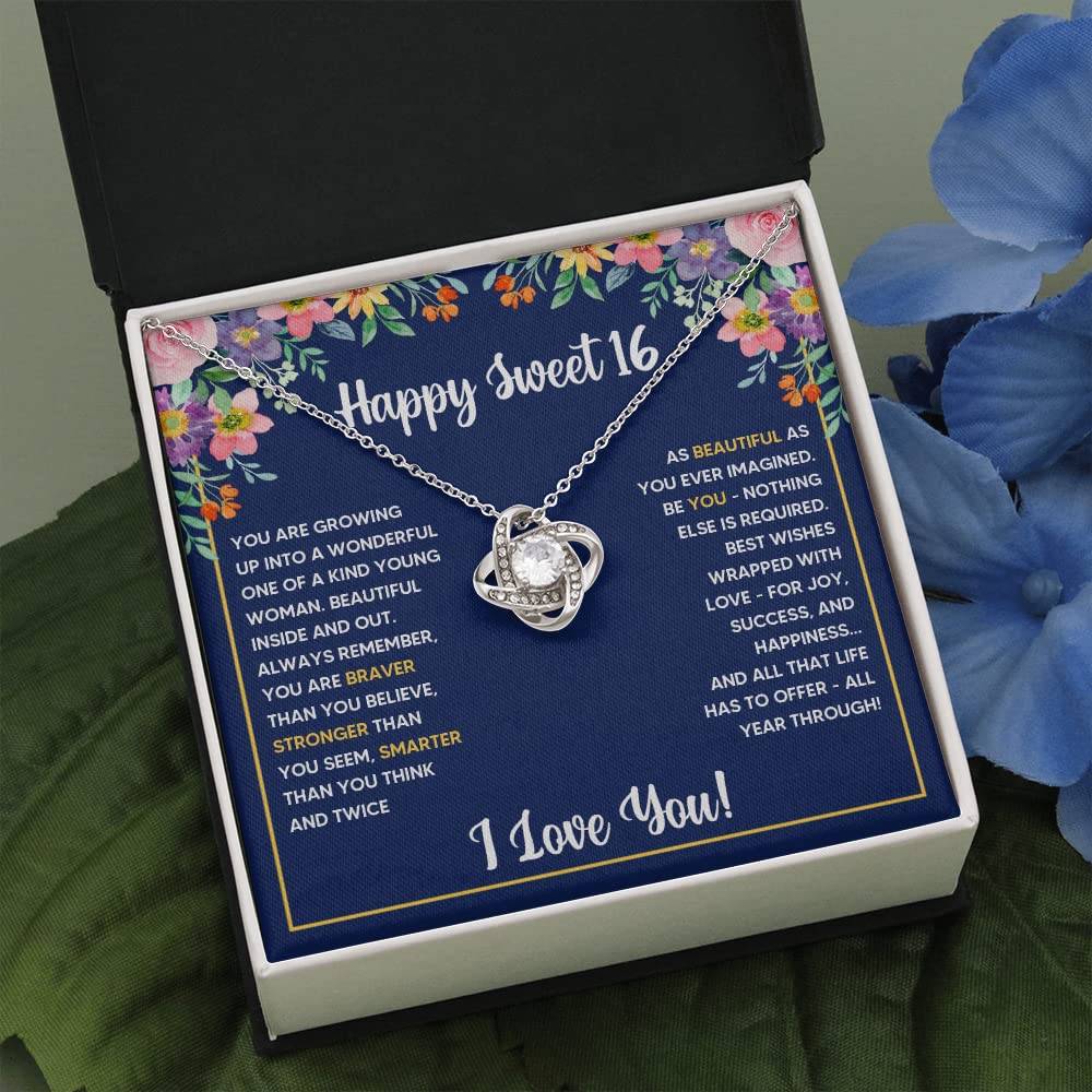 FG Family Gift Mall Sweet 16 Gifts For Girls, 16th Birthday Gifts For 16 Year Old Girl, Bday Card Gift Ideas Necklace with Message Card and Gift Box