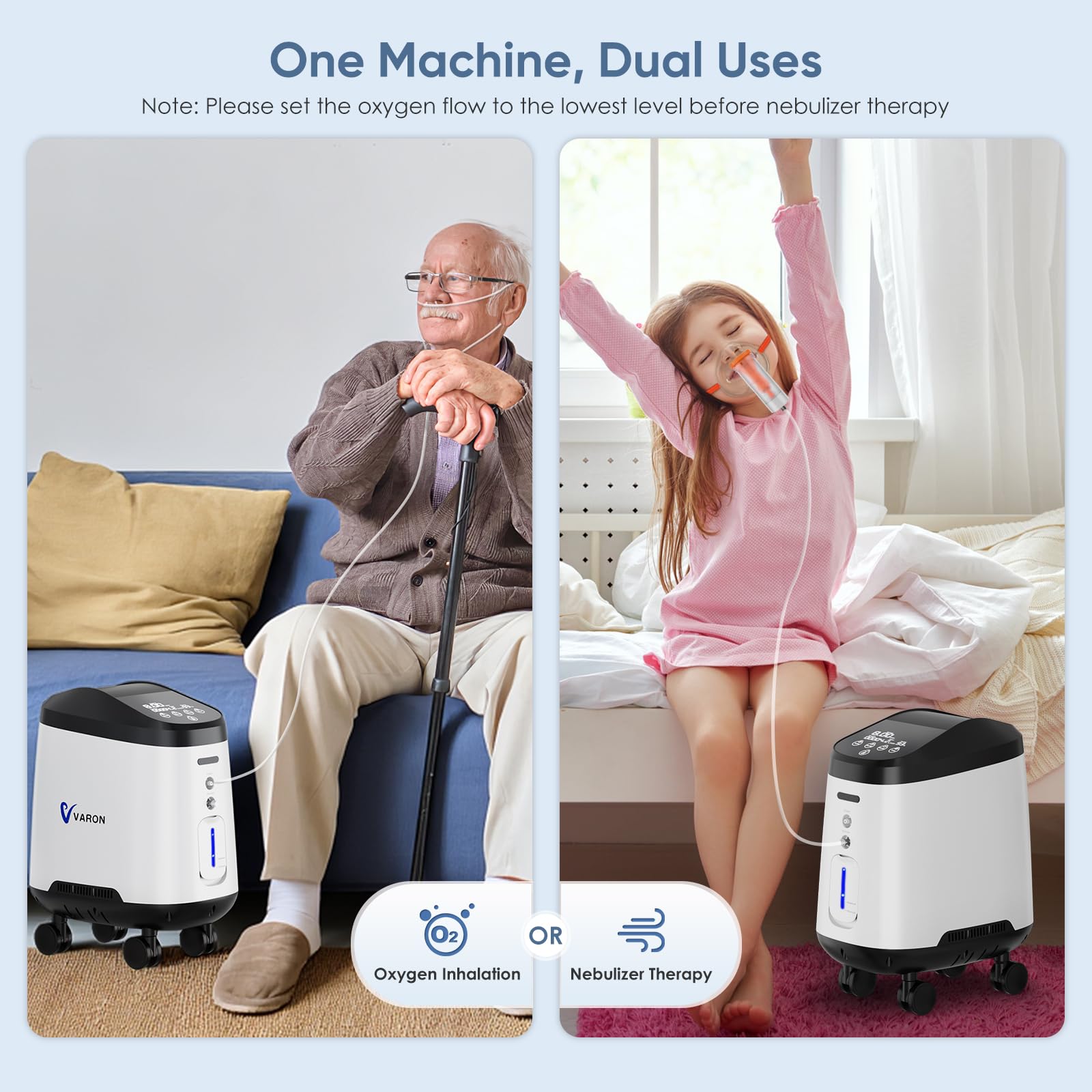 Concentrador de oxígeno, 1–9 l/min ajustable. Concentrador de oxígeno portátil, dispositivo de oxígeno portátil al 93% para uso en el hogar y en viajes, accesorios completos para emergencias
