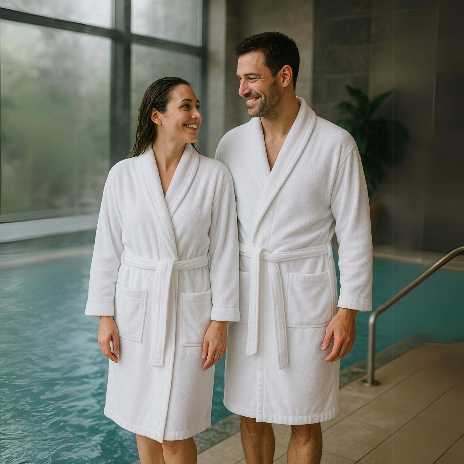 DECASATEXTIL Albornoz Mujer y Hombre - Bata Baño Unisex Ducha 100% Algodón 450g/m² – Suave, Secado Rápido y de Larga Duración