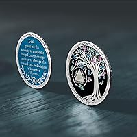 Vista 4 de CHURYUML Moneda de sobriedad de 21 años Árbol de la vida con chip de sobriedad AA Medallones de recuperación de fichas sobrias, regalos de sobriedad
