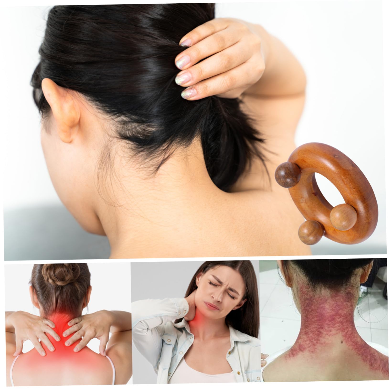 Yardenfun 5 piezas Herramientas Masaje Gua Sha de Madera de Sándalo Tabla Raspado Corporal para Pies Cuello y Espalda Masajeador Duradero para Mejorar Circulación y Aliviar Fatiga