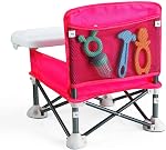 PandaEar Portable Travel Booster Seat with Tray| Folding Baby Seat Booster High Chair for Dining Table| Compact Camping Chair for Lawn, Beach Indoor/Outdoor Use| Toddlers, Kids (Pink)