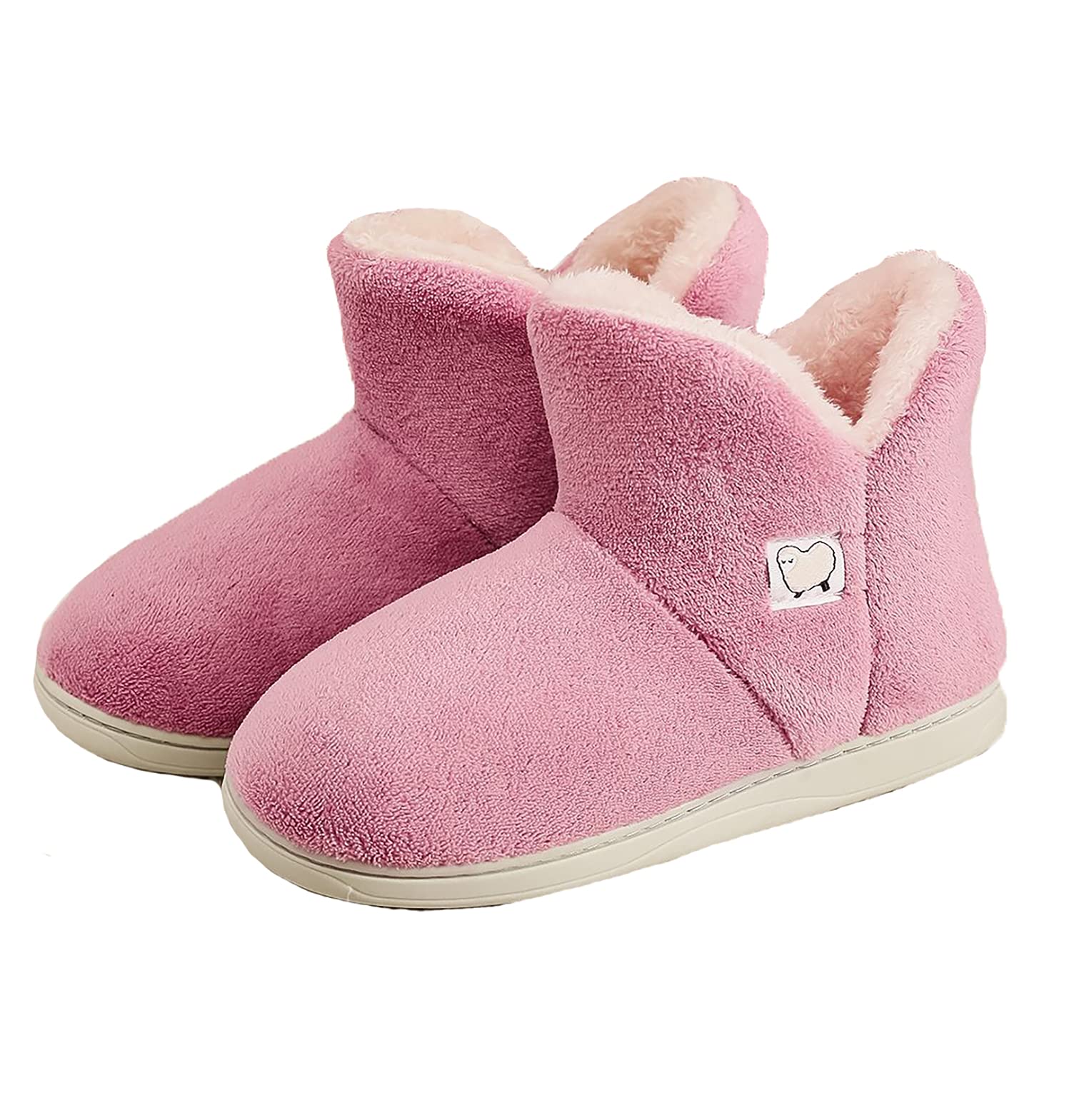 seemehappyFuzzy Ankle Booties Slippers For Women Fashion Fleece Boots Memory Foam House Shoes Winter Fluffy Boots