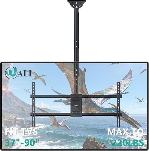 Miniatura 8 de WALI - Soporte de techo de brazo largo para TV, compatible con la mayoría de pantallas LED, LCD, OLED y plasma de 26 a 65 pulgadas, hasta 50 kg
