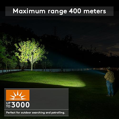 Miniatura 2 de RovyVon Linterna S21 de 3000 lúmenes súper brillante, interruptor mecánico recargable USB-C, linterna de bolsillo con distancia de haz de 1,312.3