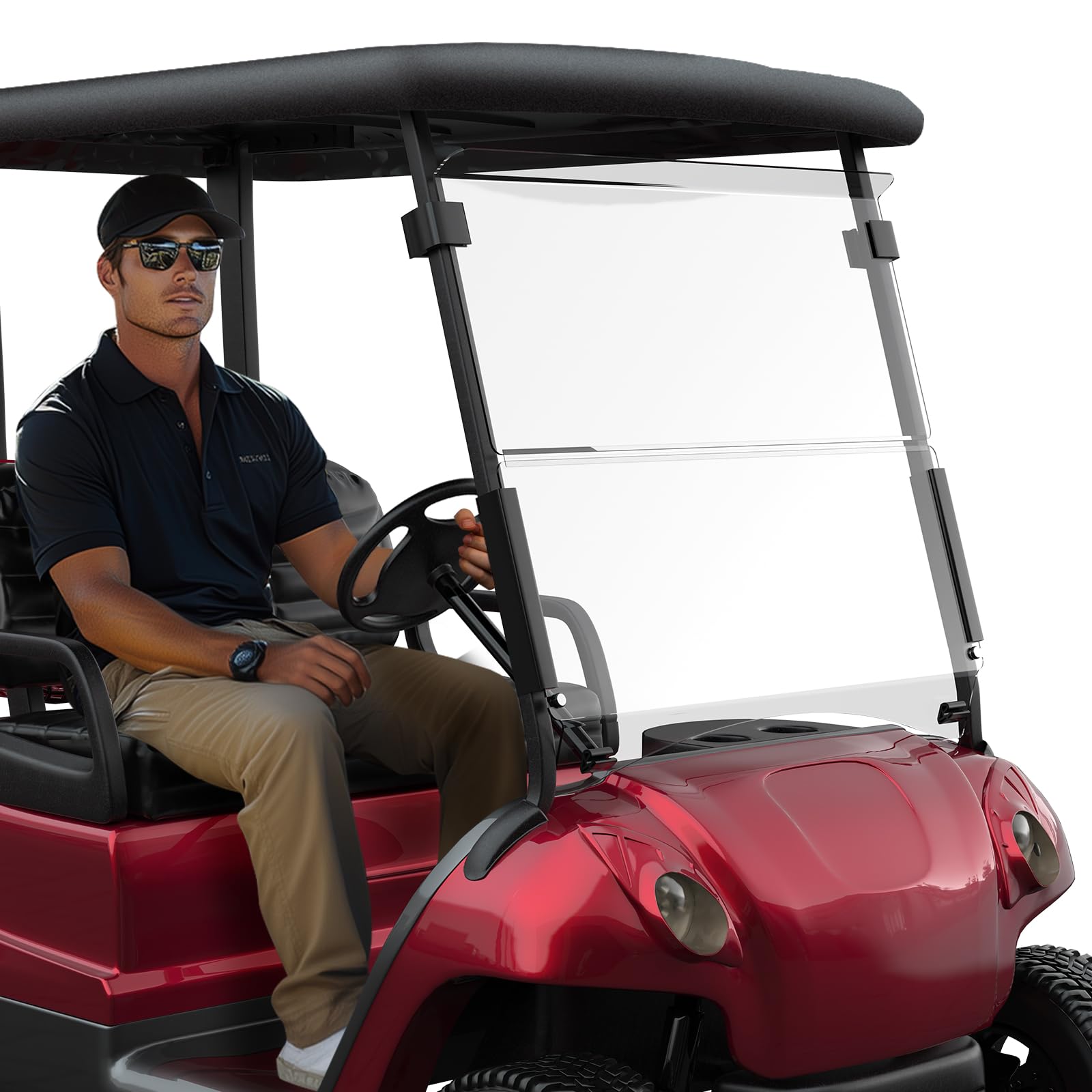 Club Car Precedent Windshield for Golf Cart Windshield Replacement,Foldable Clear Acrylic panel material firmly match Club Car Precedent 2004 and Up Models