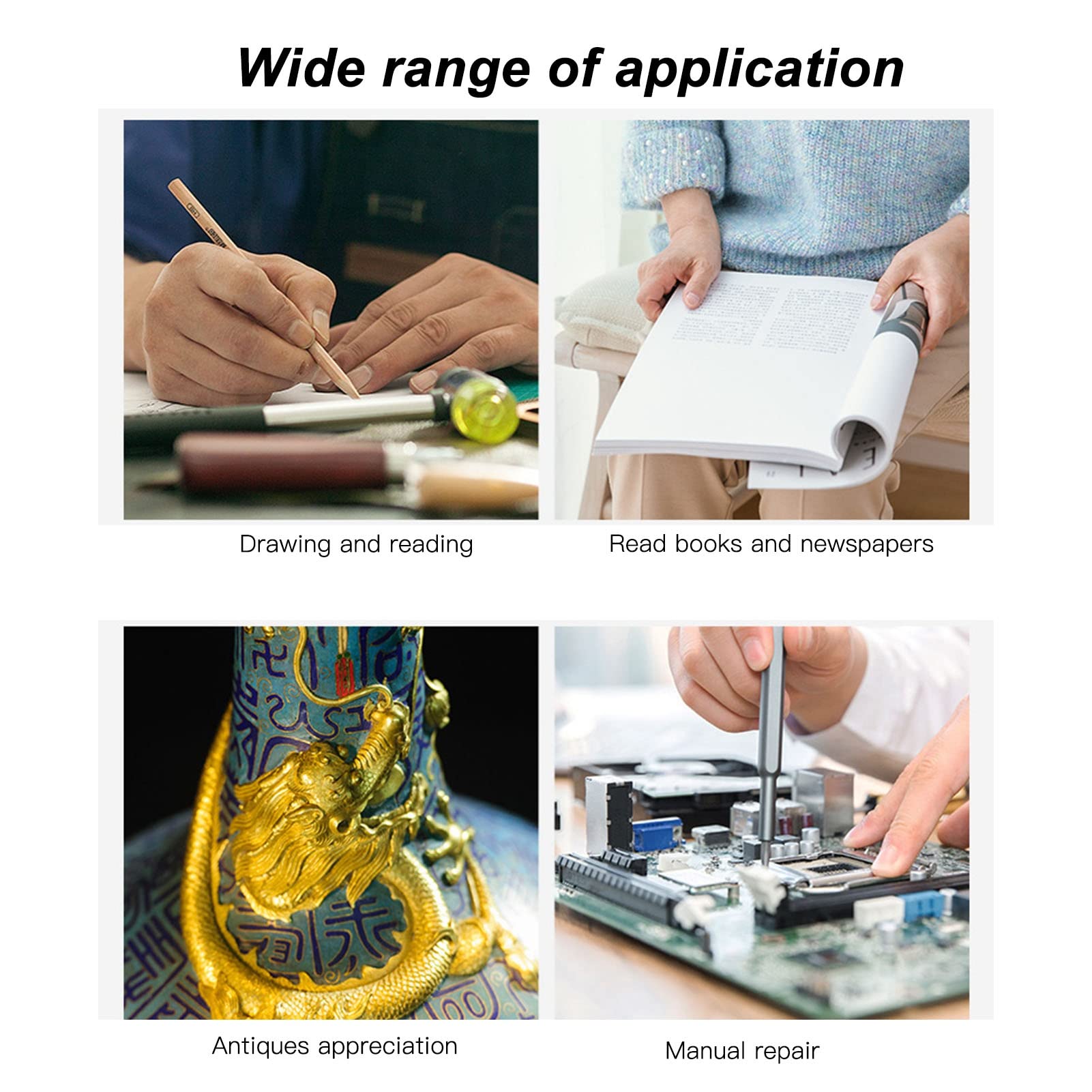 Jewelers Loupe, Jewelry Loupe Jewelers Magnifying Glass 6 LEDs 10X Rechargeable 28mm Field LED Jewelers Magnifier Illuminated Jewelers Loupe for Jewelry,Gems,