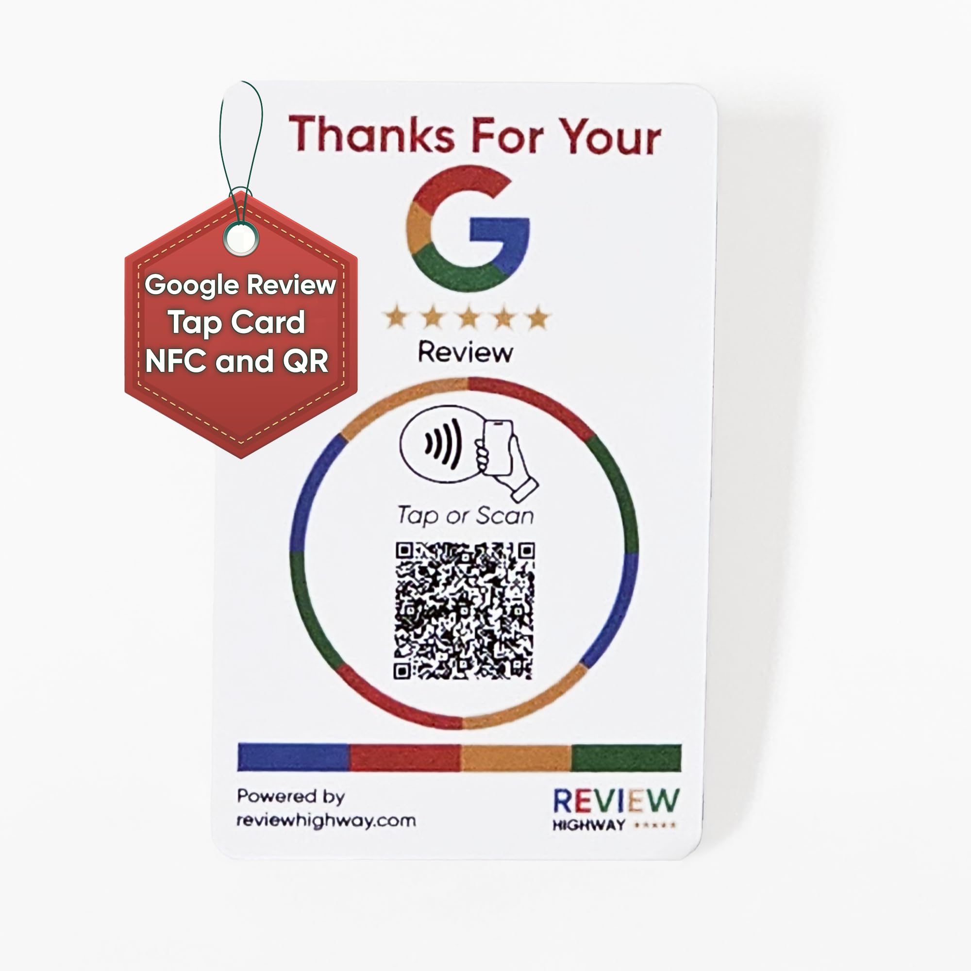 Review Highway Tap Card for Google s (1-Pack) - Credit Card Sized - Custom NFC Card with QR – Boost Business Card - For Restaurants, Hotels, or any Business - Reusable - Powered