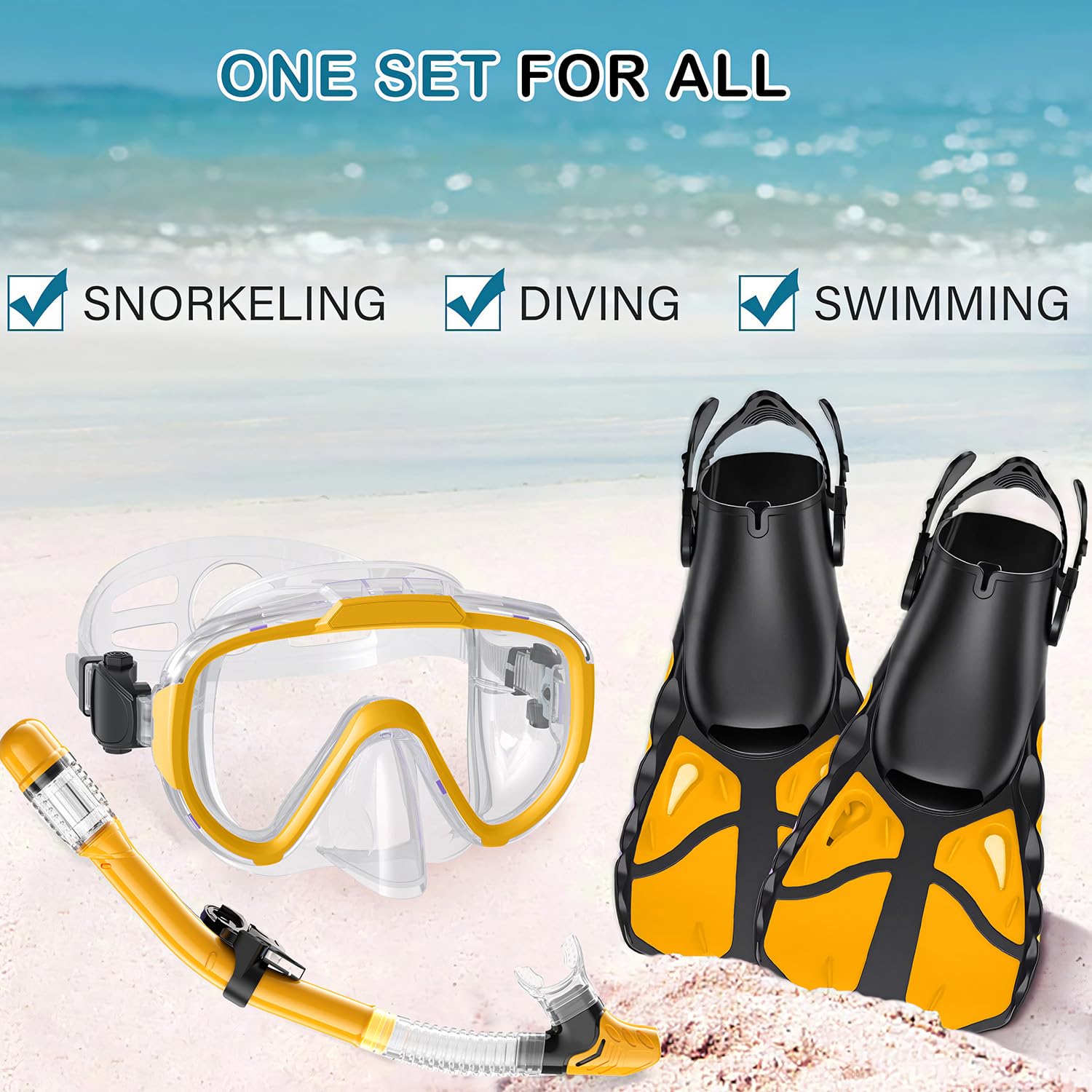 Schnorchelset mit Flossen für Erwachsene, Schnorchelausrüstung für Erwachsene Männer und Frauen, Schnorchel, Maske Set Erwachsene Dry Top Schnorchelmaske Combo Set mit Reisetasche zum