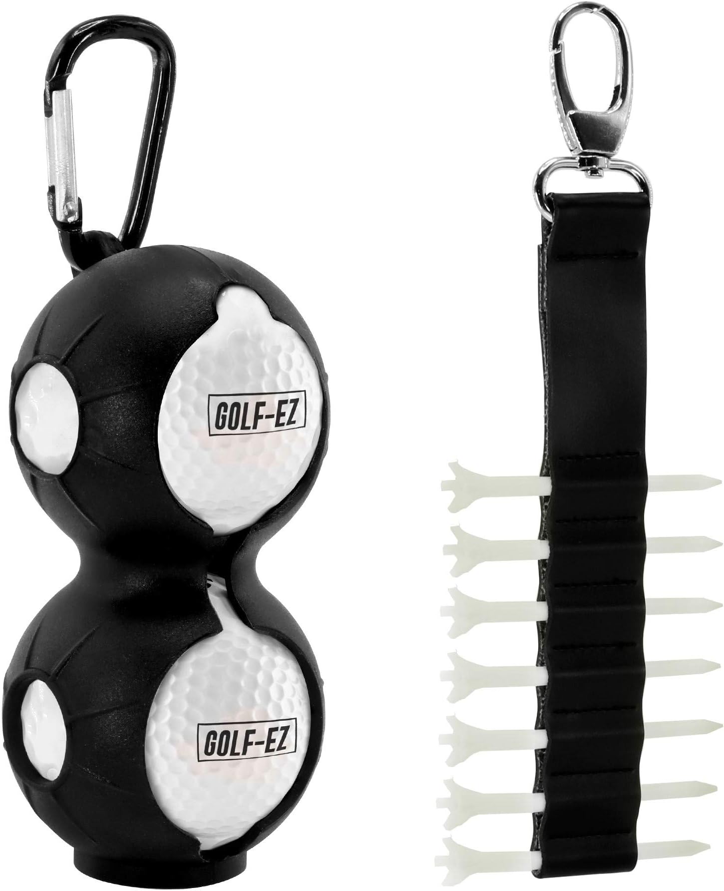 Golf-EZ Golf Ball Holder & Tee Holder Kit (2pcs) | Attachable to Golf Bag | Quick & Easy Access