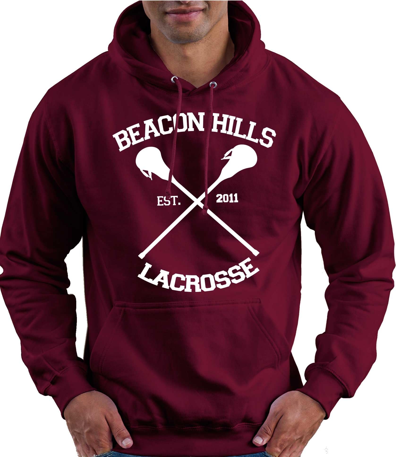 Beacon Hills Front Hoodie STILINSKI 24 Back Hoody Teen Wolf Inspired Fan Jumper Dylan O'Brien Stiles McCall Sizes XS - XXL Top (X Large, BURGANDY)