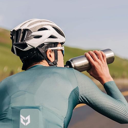 Miniatura 8 de tiibo Botella de agua para bicicleta de acero inoxidable con aislamiento al vacío, doble pared, antideslizante, boquilla deportiva de flujo rápido,