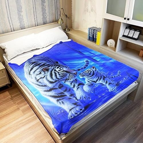 Miniatura 3 de HommomH Manta suave de 59.8in x 79.9in para aire acondicionado, color azul tigre