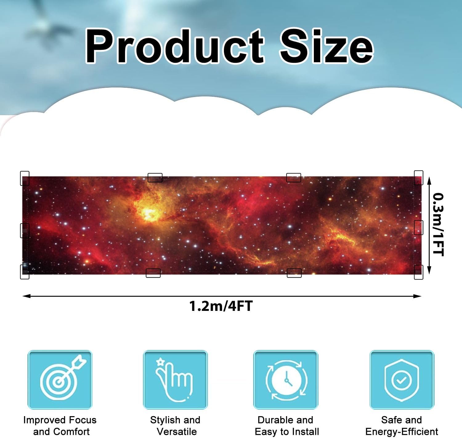 Fluorescent Light Covers for Ceiling Lights Red Nebula Easy to Install Magnetic Light Filter for Classroom Office Hospitals School Home Decor