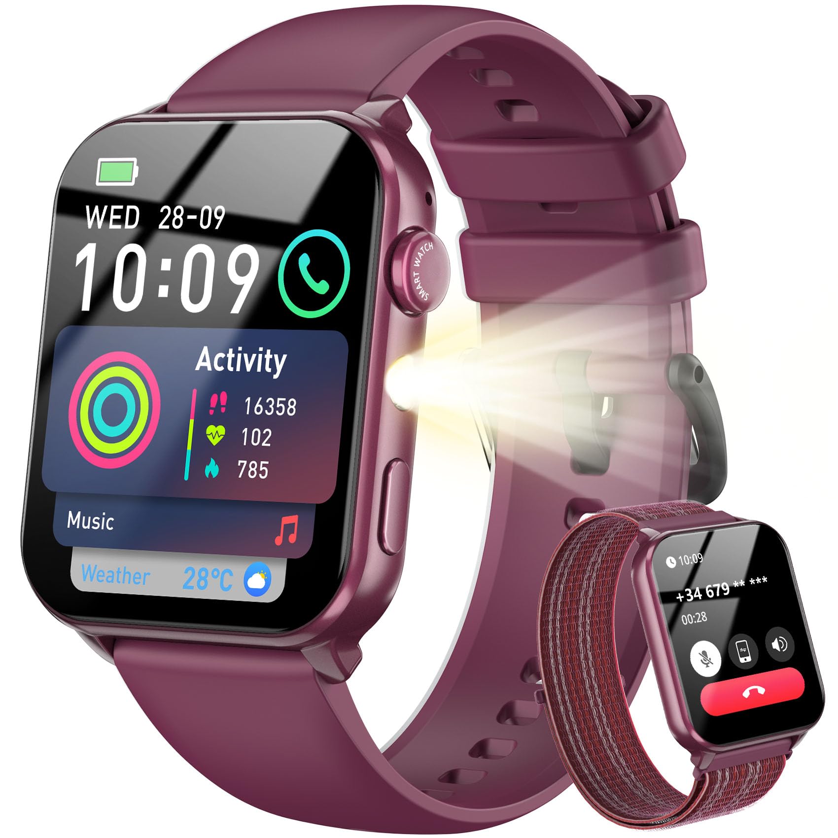 Blackview Smartwatch Uomo Donna, Effettua e Rispondi alle Chiamate,1,91'' Orologio Intelligente 100+ Modalità Sportive/Sonno/Cardiofrequenzimetro/SpO2/ Torcia per Android IOS