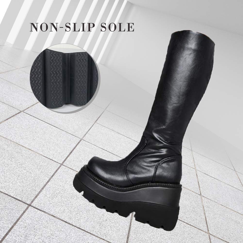 UMore Stiefel Damen Overknee Stiefel Plattform Stiefel Keilabsatz Plateau Thigh High Boots Damen Stiefel Winter Langschaftstiefel Lange Röhre Overknee-Stiefel