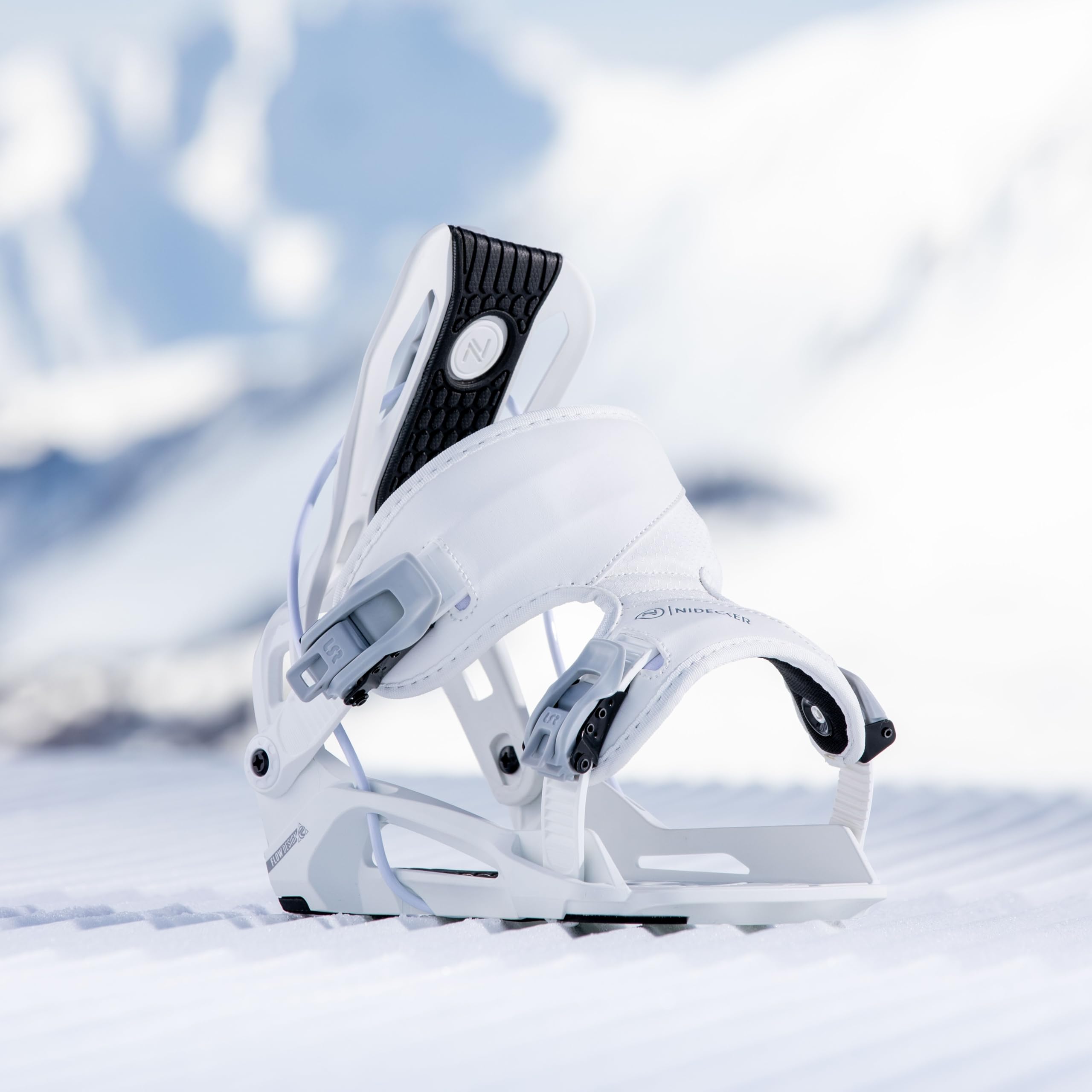 Fixations de Snowboard Nidecker Flow Nexus Flex All-Mountain Confortable avec Plaque de Base en Nylon rempli de Verre - XL - White