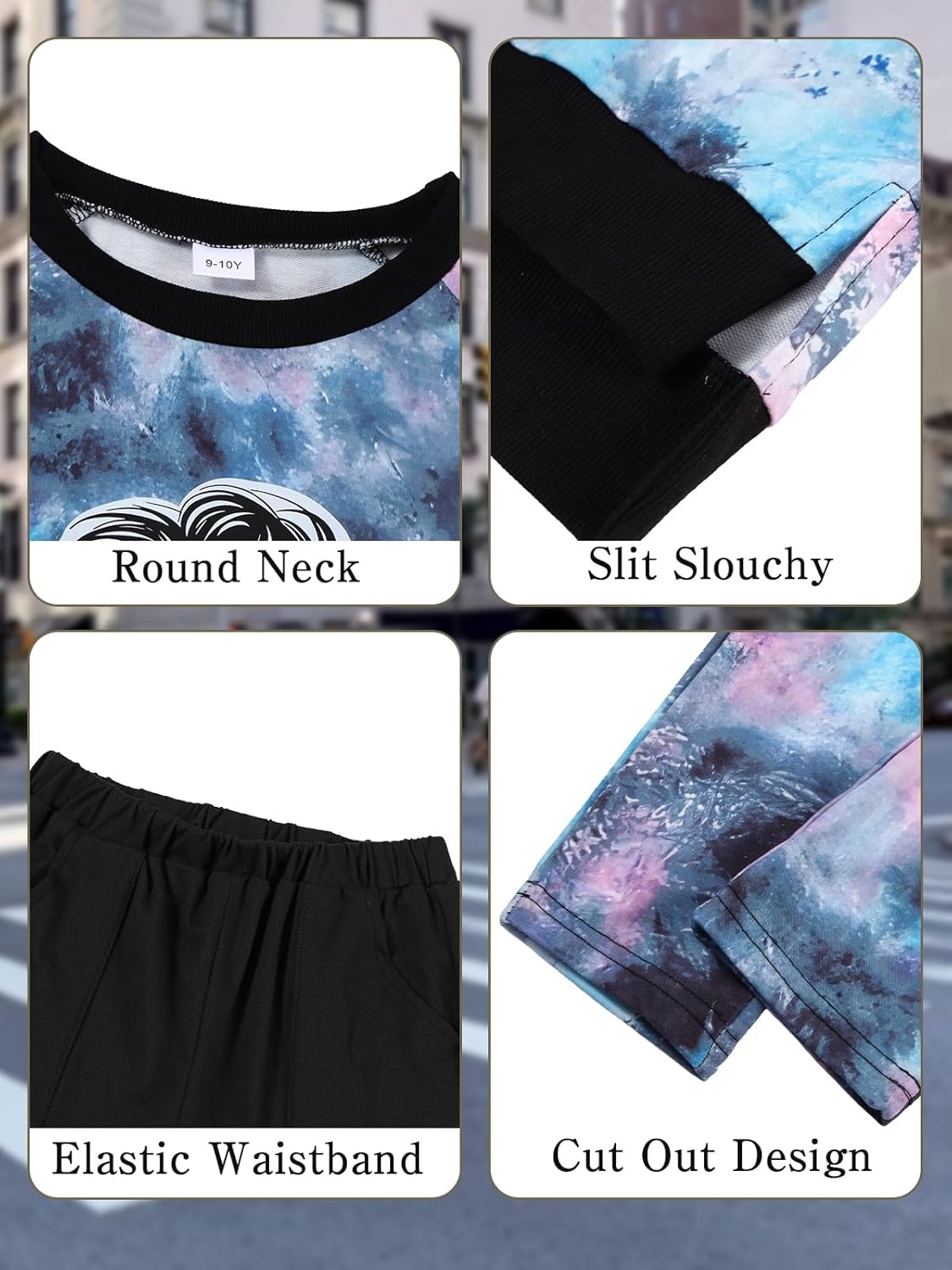 Ochine Girls Clothes, 2Pcs Girls Outfits Tie Dye Graphic Sweatshirt Tops & Leggings Print Pants Fall Winter Clothes Set - Image 6