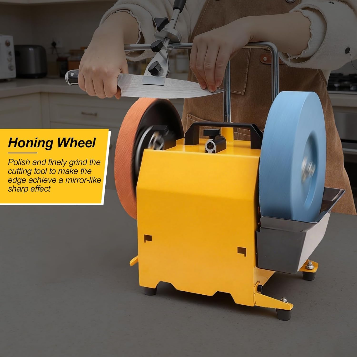 Sistema di affilatura coltelli, smerigliatrice da banco da 25 cm, smerigliatrice da banco a Umido a velocità variabile, levigatrice, per scalpelli e ASCE.