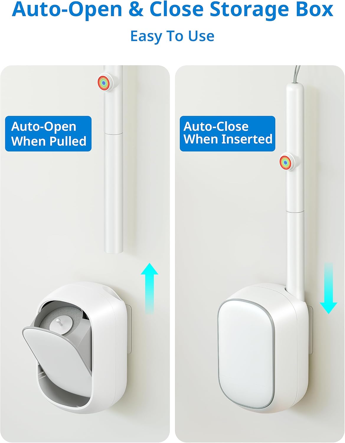 Toilet Cleaner Wand, Disposable Toilet Brush and Holder Set, Toilet Bowl Cleaner Brush, Wall Mounted Toilet Brush Set, Toilet Wand Kit with 12 Refill Heads, Toilet Wand Holder for Home and RV Use - Image 6