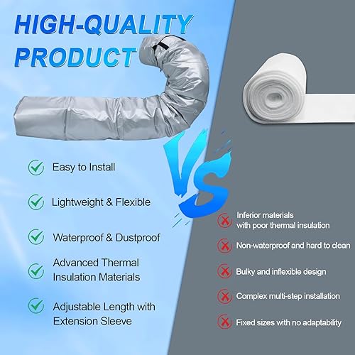 Miniatura 6 de Funda de aislamiento de manguera de CA portátil, cubierta aislada de manguera de aire acondicionado para tubos de manguera de escape de CA de 5 y