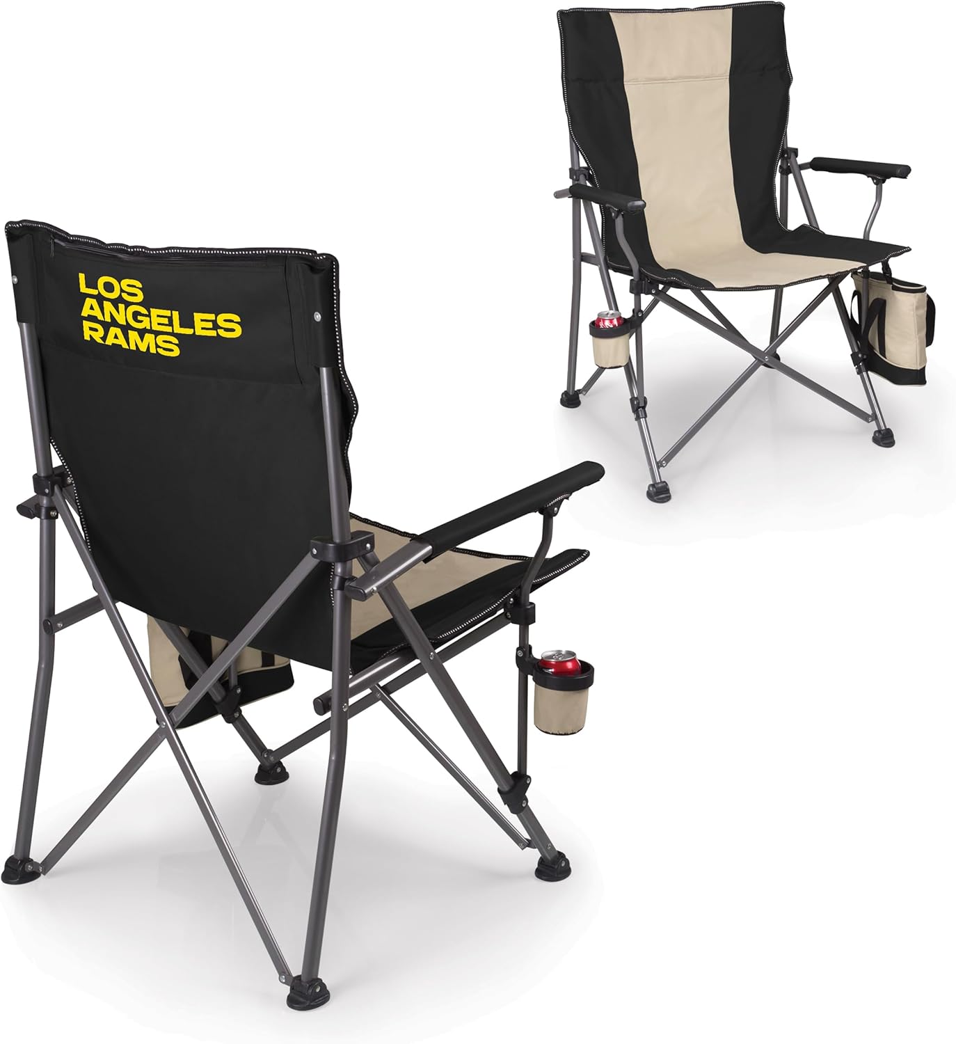 Picnic TIME NFL Los Angeles Rams Big Bear XXL Camp Chair with Cooler, Heavy Duty Beach Chair, 500 lb Capacity Camping Chair with Carry Bag, (Black)