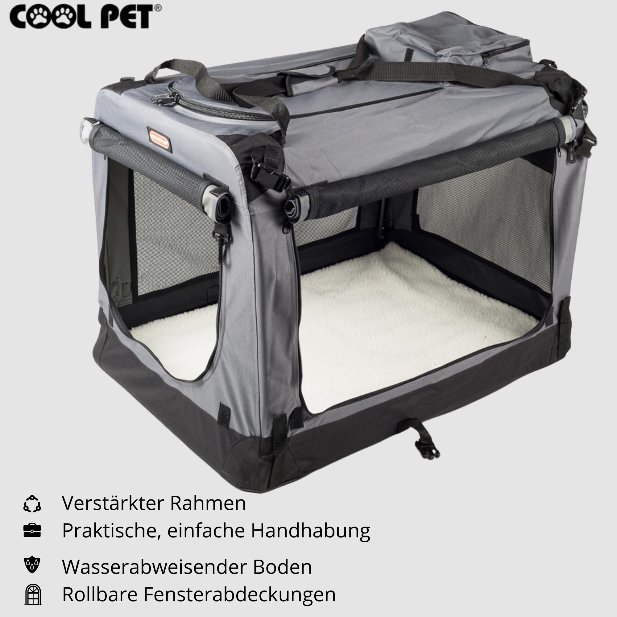 Hundebox 122 * 79 * 91cm 4XL, Hundehütte,Box für Hund, Transportbox, Box für Katze (grau)