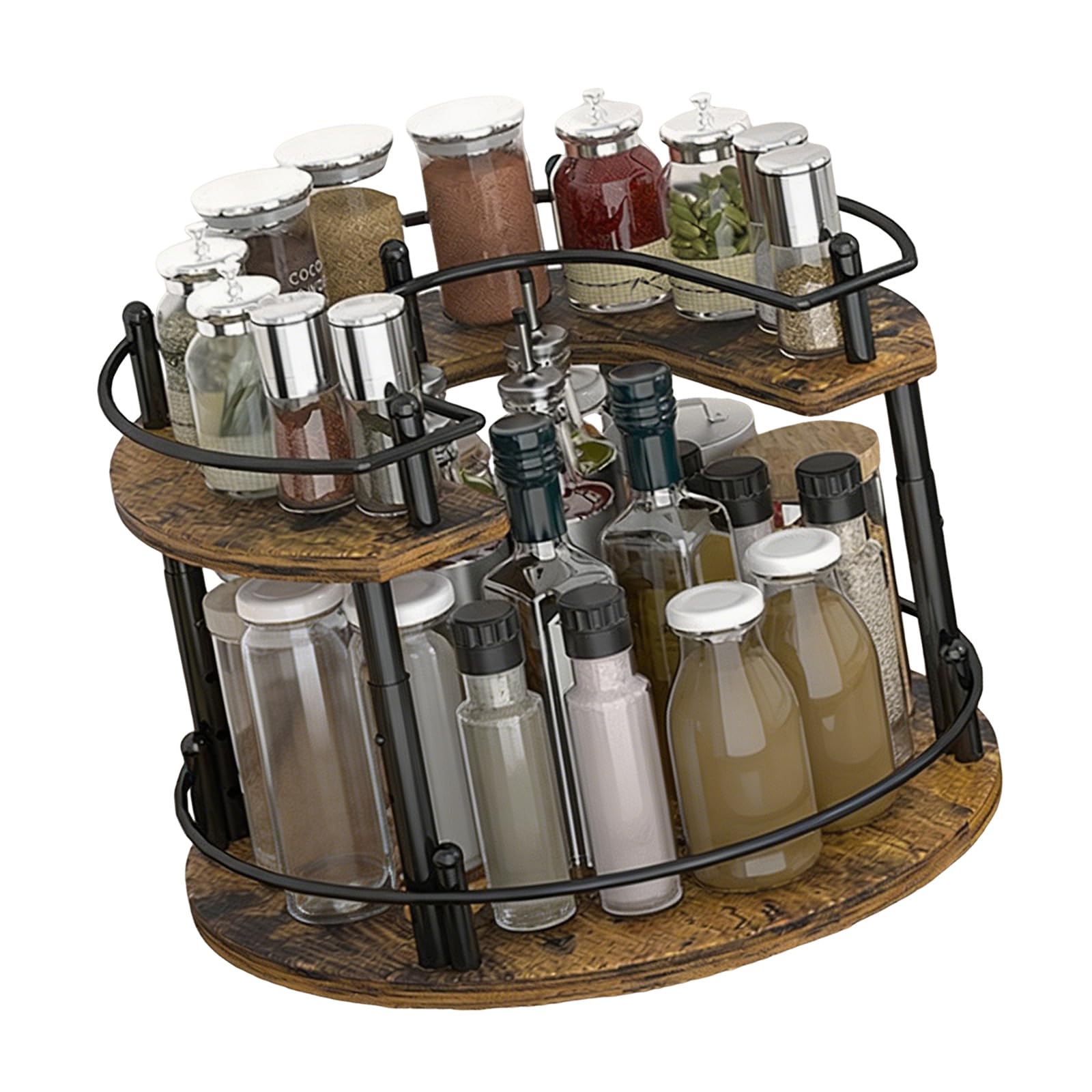 SHINLHUA Customizable Size 3 Step Wooden Storage Stand for Food Cabinet Strong Construction with Metal Supports Space Saving Shelf