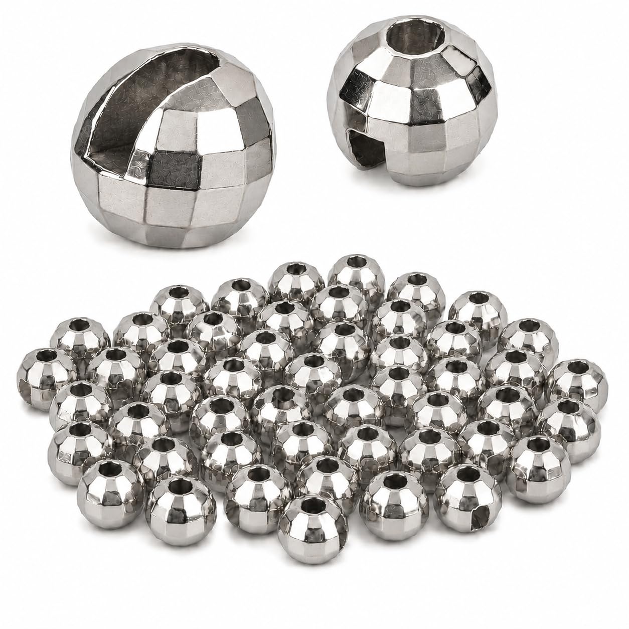Tungsten Faceted Slotted Beads for Fly Tying - 50PCS Fast Sinking Tungsten Beads for Jig Hooks, Nymphs and More, Fly Tying Materials, 2.5mm, Plain โ image 1