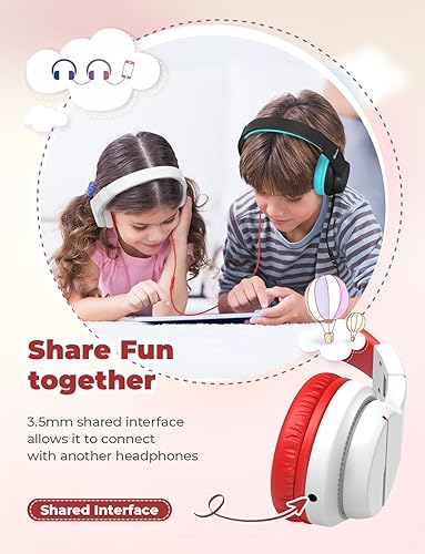 Vista 60 de iClever HS19S - Auriculares para niños, limitador de volumen seguro de 85dBA, auriculares estéreo para niños y niñas, auriculares plegables